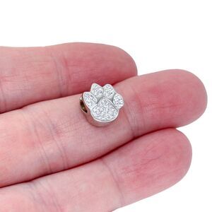 Vintage Zable Sterling Silver 925 Rhinestone Paw Charm Pendant
